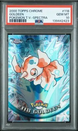 2000 TOPPS CHROME POKEMON T.V. SPECTRA #118 GOLDEEN PSA 10 LOW RARE POP OF 8 WOW - Image 1