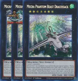 Yugioh! 3x Mecha Phantom Beast Dracossack MP25-EN135 Prismatic Secret Rare NM - Image 1