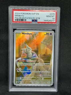 Pokemon Center Stamp Promo Mimikyu Paldean Fates ETB Promo SVP EN 075 PSA 10 - Image 1