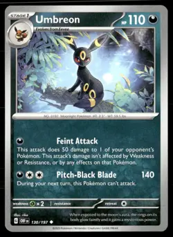 Umbreon SV03: Obsidian Flames 130/197 Uncommon Normal Pokemon TCG NM - Image 1