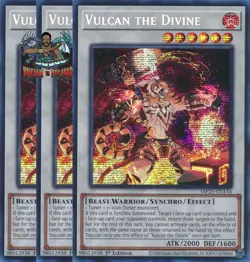Yugioh! 3x Vulcan the Divine MP25-EN134 Prismatic Secret Rare 1st Ed NM - Image 1