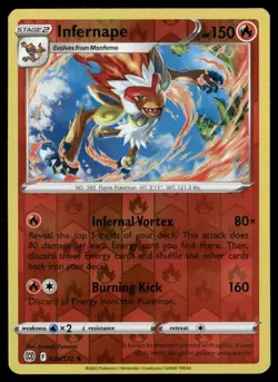 Infernape SWSH09: Brilliant Stars 026/172 Rare Reverse Holofoil Pokemon TCG NM - Image 1