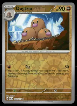 Dugtrio SV03: Obsidian Flames 104/197 Uncommon Reverse Holofoil Pokemon TCG NM - Image 1
