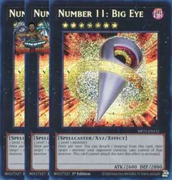 Yugioh! 3x Number 11: Big Eye MP25-EN133 Prismatic Secret Rare 1st Ed NM - Image 1