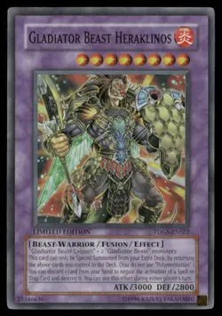 Gladiator Beast Heraklinos The Duelist Genesis TDGS-ENSE2 Super Rare Yugioh LP - Image 1
