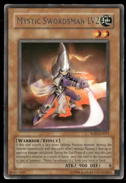 Mystic Swordsman LV2 Soul of the Duelist SOD-EN011 Rare Yugioh Damaged - Image 1