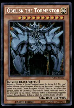 Obelisk the Tormentor 2016 Mega-Tins CT13-EN002 Secret Rare Yugioh LP - Image 1