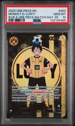 MONKEY D. LUFFY BVB X ONE PIECE MATCH DAY '25 ONE PIECE PROMOS 2025 003 PSA 10 - Image 1