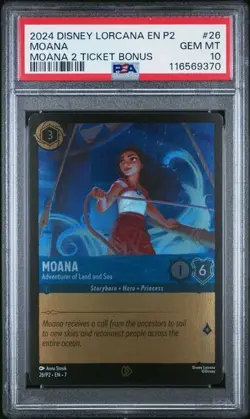 2024 Disney Lorcana EN P2 Moana Promo Adventurer of the Land and Sea PSA 10 - Image 1