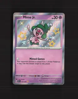 Mime Jr. 157/091 Paldean Fates Shiny Rare Holo Pokemon Card NM - Image 1