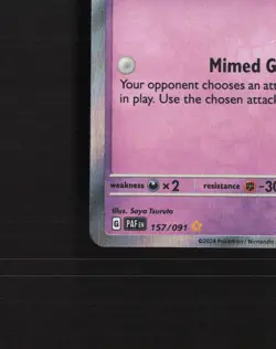 Mime Jr. 157/091 Paldean Fates Shiny Rare Holo Pokemon Card NM - Image 5