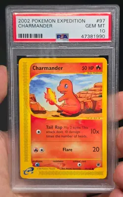 2002 PSA 10 GEM MINT Charmander 97/165 Expedition Base Set Pokemon Card - Image 1