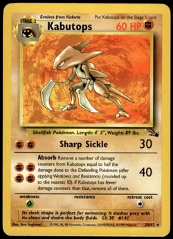 Kabutops 24/62 Fossil Rare LP Pokemon 1999 - Image 1