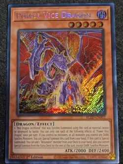 Yugioh! 1x Power Vice Dragon BLZD-EN002 Secret Rare 1st Ed NM In Hand - Image 1