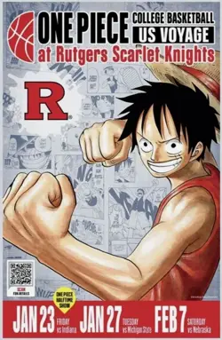 One Piece Monkey. D. Luffy Promo Card & Poster Rutgers College Basketball sealed - Image 2