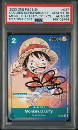 2023 ONE PIECE PROMOS CAMPAIGN EXCLUSIVE #037 MONKEY D. LUFFY PSA 10 AUTO 10 - Image 1