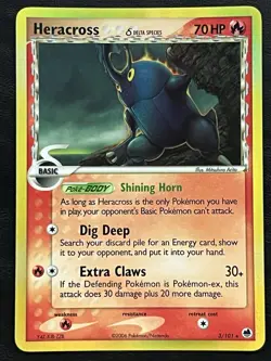 Pokemon Heracross Delta Species Holo - Dragon Frontiers - 3/101 NM - Image 1