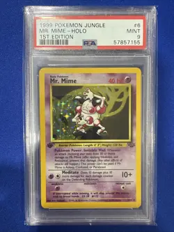 1999 POKEMON JUNGLE 1ST ED #6 MR. MIME-HOLO PSA 9 - Image 1