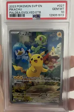 2023 POKEMON SVP PALDEA EVOLVED ETB PROMO #027 PIKACHU PSA 10 - Image 1