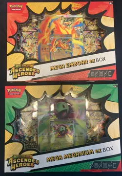 Pokemon Mega Evolution Ascended Heroes Emboar ex and Mega Meganium ex box - Image 1
