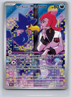 Team Rocket's Murkrow 200/182 Illustration Rare Destined Rivals Pokemon NM - Image 1
