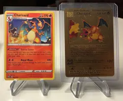 Pokemon Charizard Lot (2) Gold Foil Fan Art 4/102 & McDonald’s Promo TCG 001/015 - Image 1