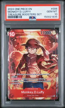 2024 ONE PIECE PROMOS TREASURE BOOSTERS SET #006 MONKEY D. LUFFY PSA 10 - Image 1