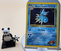 Misty's Seadra 9/132 - Gym Heroes PRERELEASE Stamp Holo Pokemon Card DMG - Image 1