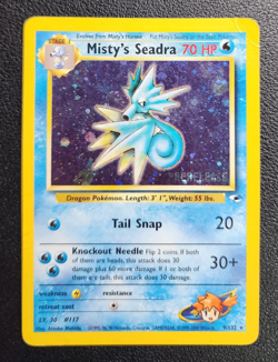 Misty's Seadra 9/132 - Gym Heroes PRERELEASE Stamp Holo Pokemon Card DMG - Image 3