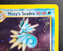 Misty's Seadra 9/132 - Gym Heroes PRERELEASE Stamp Holo Pokemon Card DMG - Image 5