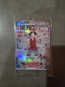 Bandai One Piece CCG Monkey.D.Luffy US Voyage Promo Full Art Holo Card P-055 - Image 1