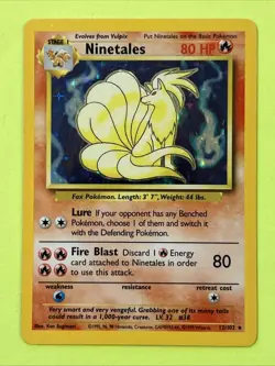 Pokemon TCG Ninetales Base Set Holo Unlimited Rare Card 12/102 - Image 1