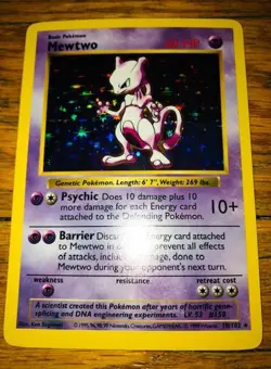 Pokemon TCG 1999 Mewtwo Base Set 10/102 Holo Shadowless Holo Rare Trading Card - Image 2