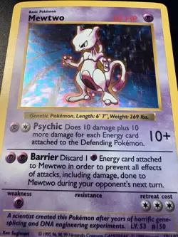 Pokemon TCG 1999 Mewtwo Base Set 10/102 Holo Shadowless Holo Rare Trading Card - Image 4