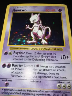 Pokemon TCG 1999 Mewtwo Base Set 10/102 Holo Shadowless Holo Rare Trading Card - Image 5