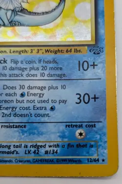 Vaporeon 12/64 Pokemon Jungle Unlimited Holo Rare Card WotC We Combine Shipping - Image 4