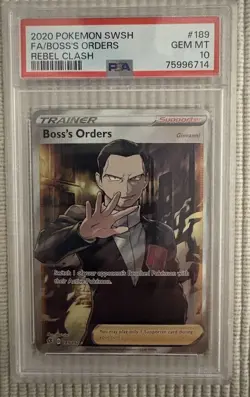 Pokemon TCG Boss's Orders Trainer Full Art Holo Rare Card 189 PSA 10 - Image 1