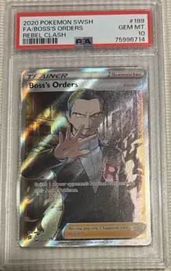 Pokemon TCG Boss's Orders Trainer Full Art Holo Rare Card 189 PSA 10 - Image 2