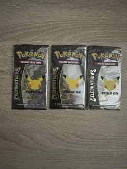Pokemon Cards Celebrations EMPTY artwork Packs X3 With Bonus Gift - Image 1