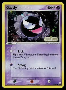 Pokemon Card - Gastly Legend Maker 52/92 Reverse Holo Common Stamped - Image 1