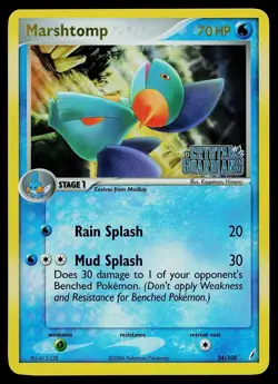 Pokemon Card - Marshtomp Crystal Guardians 24/100 Reverse Holo Rare Stamped - Image 1