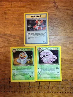 Pokemon LOT Holo Dark Arbok 2/82, Weezing 14/82 SWIRL, Rocket's Sneak 16/ 16/82 - Image 1