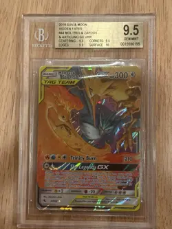 Pokemon Moltres Zapdos Articuno GX 44/68 Sun & Moon Hidden Fates Beckett BGS 9.5 - Image 1