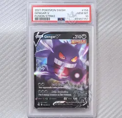 Gengar V PSA 10 📈2021 Pokemon SWSH Fusion Strike (SWSH08) 156/264 UR Ultra Rare - Image 1