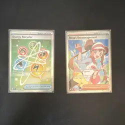 Pokemon TCG Paradox Rift Energy Recycler & Rosa's Encouragement Reverse Holo - Image 1