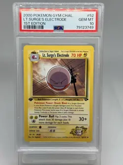 2000 Pokemon Gym Challenge Lt. Surge’s Electrode 1st Edition #52 PSA 10 Gem Mint - Image 1