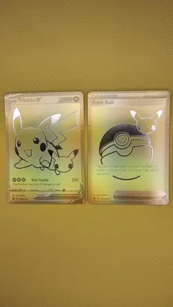 Pokemon Celebrations Pikachu V & PokeBall Gold Promos SWSH 145 & SWSH 146 - Image 1