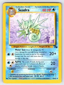 Seadra 42/62 1999 Fossil Set Pokemon Card Vintage WOTC Nintendo Uncommon - Mp - Image 1