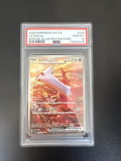 2024 POKEMON SSP EN-SURGING SPARKS SPECIAL ILLUSTRATION RARE LATIAS EX PSA 10 - Image 1
