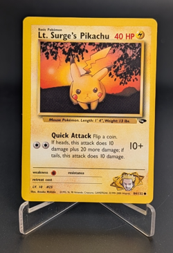 Lt. Surge's Pikachu - Gym Challenge Unlimited 84/132 Pokemon TCG (Vintage WoTC) - Image 1